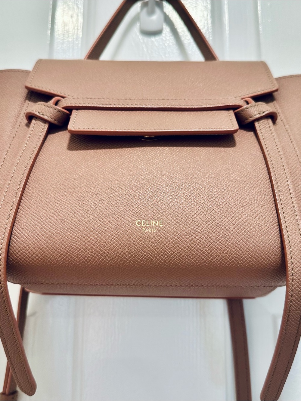 CELINE Grained Calfskin Nano Belt Bag in Antique Rose! - Picture 2 of 11